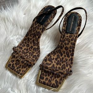 Good American Standout Leopard square toe sandals